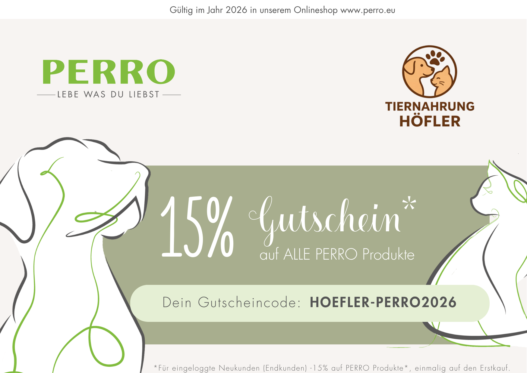 PERRO Gutschein: 15 Prozent auf alle PERRO Produkte mit dem Gutscheincode HOEFLER-PERRO2026